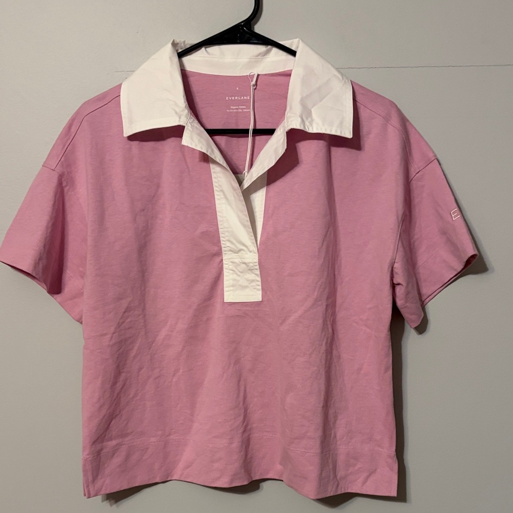 Everlane Pink Short Sleeve Polo with White Collar